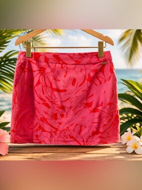 RAFAEllA Pink Tropical Print Skort Skirt Golf Resort Preppy Bright Summer Size L